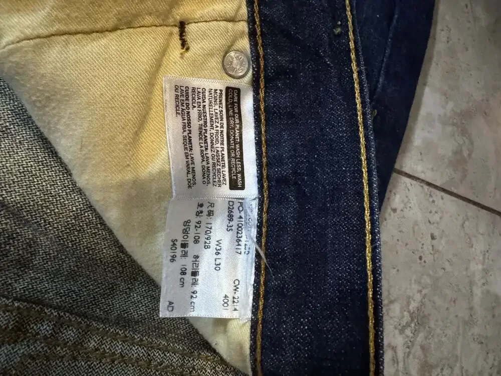 Levi's 505 Regular Fit Jeans Men's 36x30 Dark Wash Blue Denim